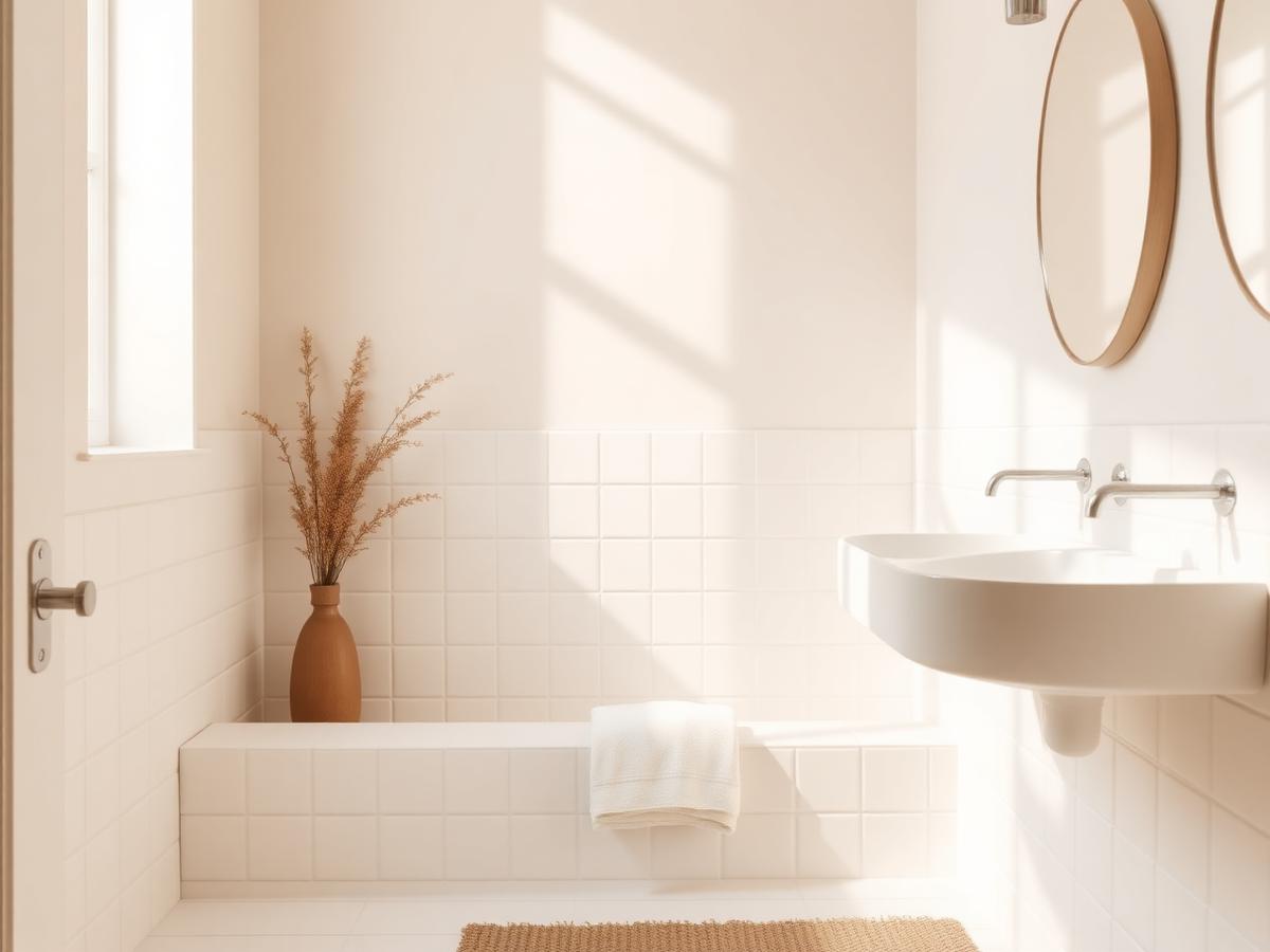 Calm, freshly cleaned bathroom with soft natural light